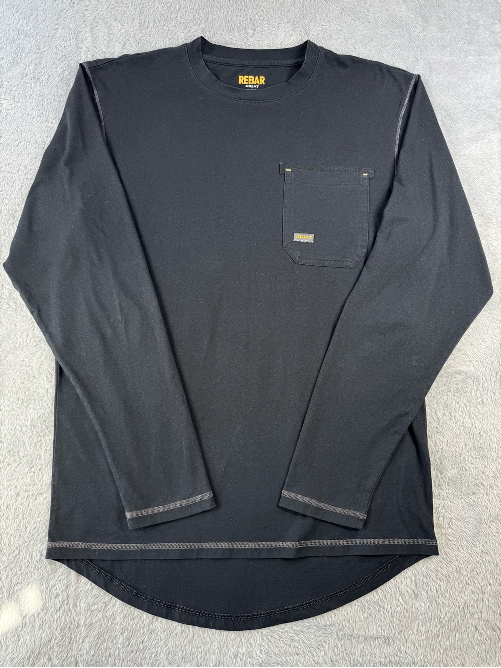 Ariat Rebar Men’s Small Black Long Sleeve Work Shirt Pocket Tee